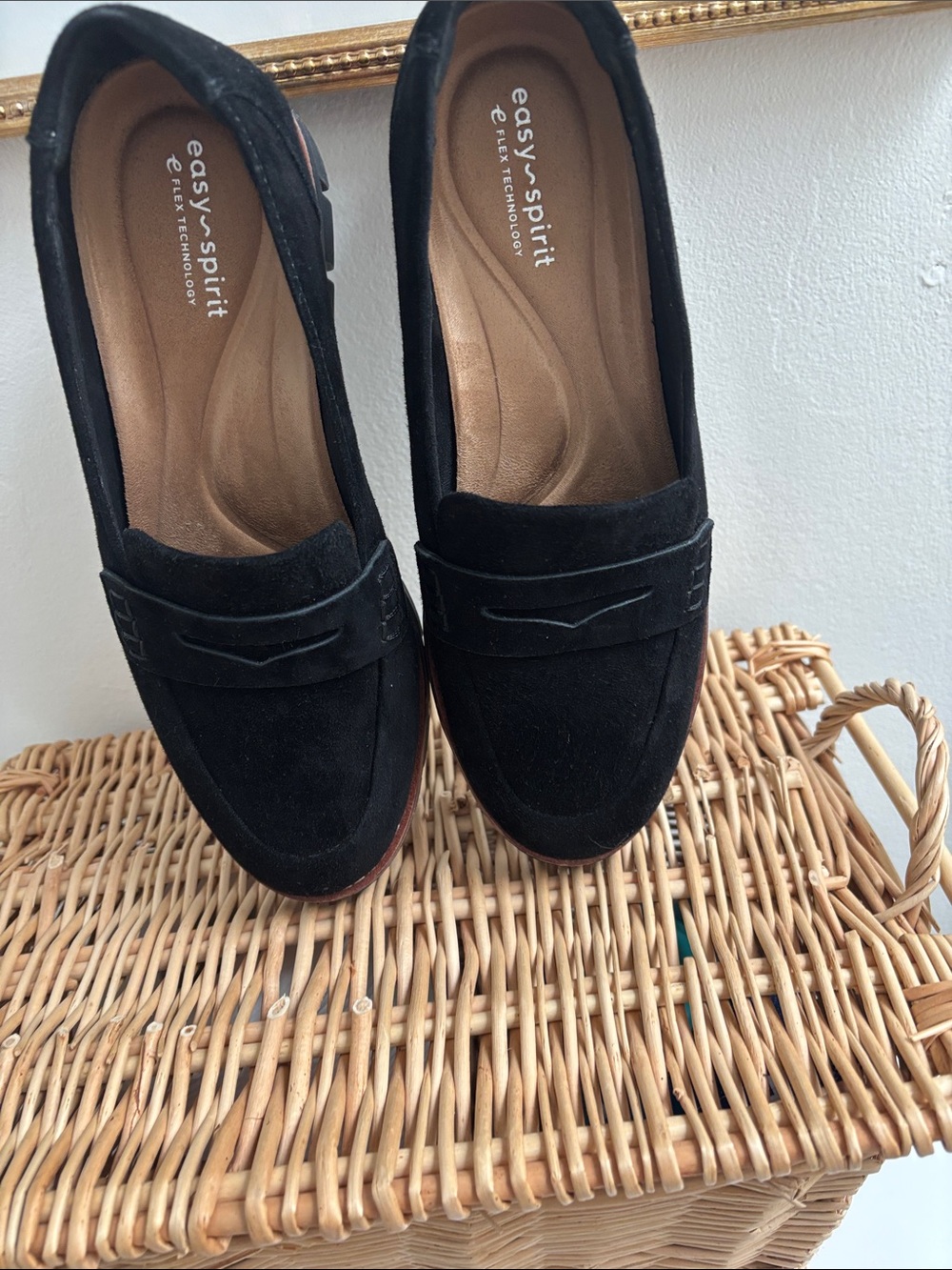 Easy Spirit Black Suede Penny Loafers